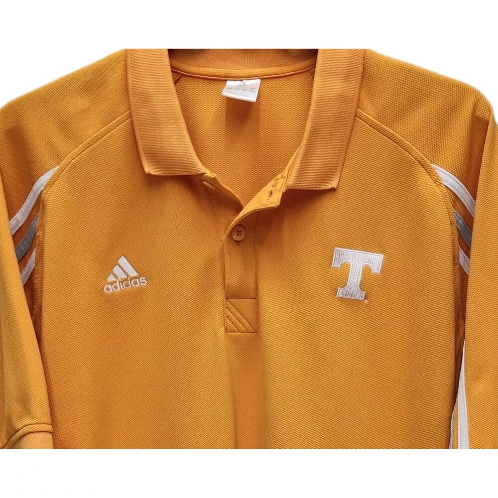 Adidas Tennessee Vols Polo Shirt Mens XL Orange White Short Sleeves Football